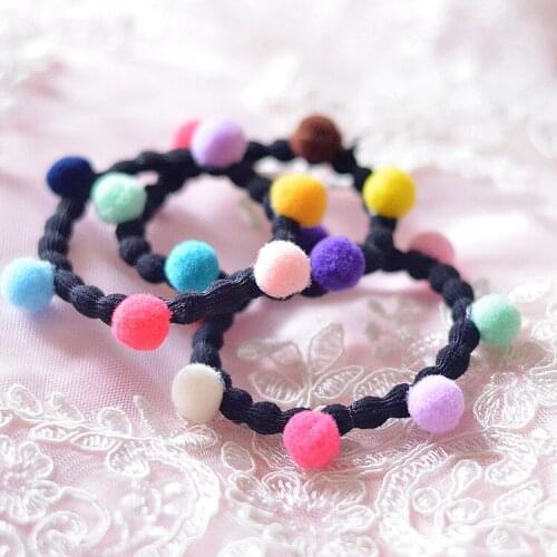 40pcs pompom hair bobbles, pom-pom accessories, pompom hair ties elastics accessories ponytailer, back to school