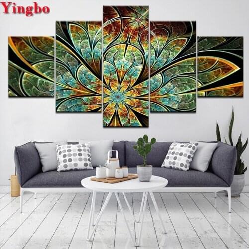 5 Panel Canvas Abstract embroidery diamond painting Cross Stitch full square round crystal diamond mosaic rhinestone decoration