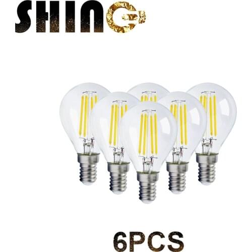 6pcs/Lot 2021 Rushed Sale Ce Rohs Decor Retro Edison Led Filament Bubble Ball Bulb G45 4w E14 220v For Home Bedroom Decoration