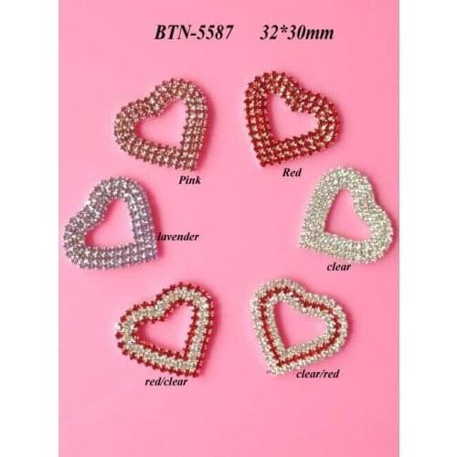 Free shipping 32*30mm heart rhinestone button for DIY 50PCS/LOT(BTN-5587)