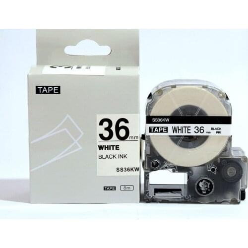 Free shipping compatible kingjim tape 36mm black on white SS36KW label tape for LW300 and LW400