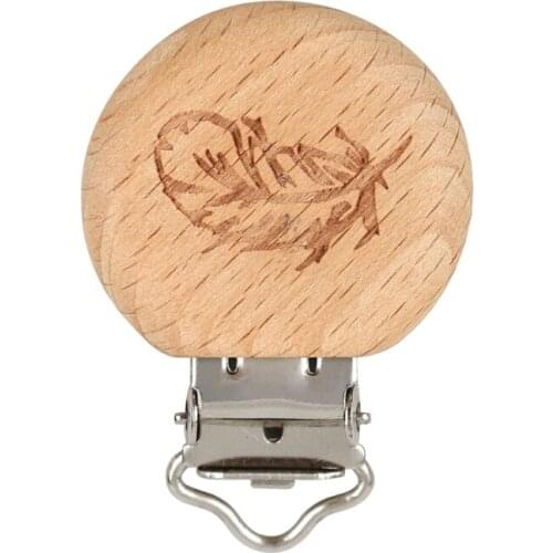 Beech Wooden Clip Round Dummy Clip Baby Teething Pacifier Chain Holder Making 24BE