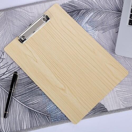 Wooden File Folder Paper Writing Pad Document Organizer Folder Bag with Metal Clip Clipboard Folder Board Office School Supplies