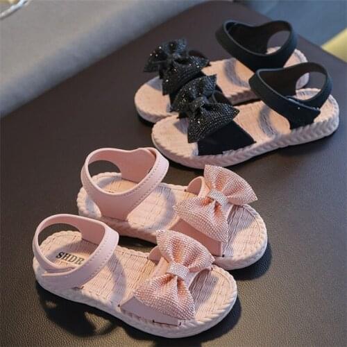 Children Sandals Pink Cute Bow Shoes Baby Girls Sandal Kids Princess Shoes Girl Casual Slippers Toddler Korean Beach Shoes