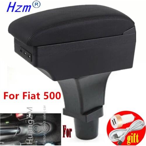 For Fiat 500 Armrest box Interior special Retrofit parts Center Car Armrest box Center Storage box USB