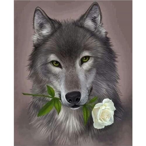 Dpsprue Full Square/Round Drill 5D DIY Diamond Painting Kit "Flower Wolf" 3D Diamond Embroidery Cross Stitch Home Decor
