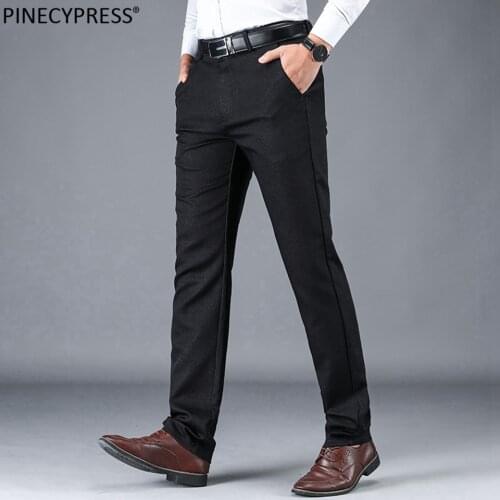 Cotton Modal Man Trousers Stretchy Formal Business Male Straight Spring Autumn Clothing Slim Black Casual Men Chino Pants