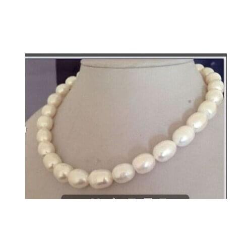 Huge9-10mmnatural south sea white baroque white pearl necklace18inch