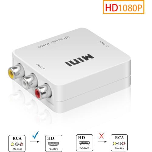KEBIDU Mini Composite VCBS Audio Converter RCA/AV to HDMI-compatible Male to Female Adapter Converter Switch Box 720P 1080P