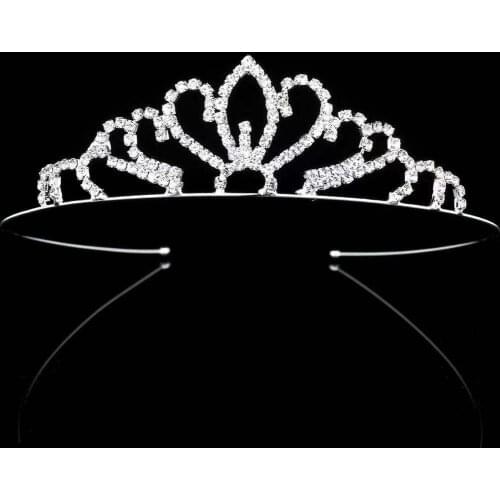 Korean version simple crown hair accessories personality girl headband white rhinestone headband bridal hair accessories