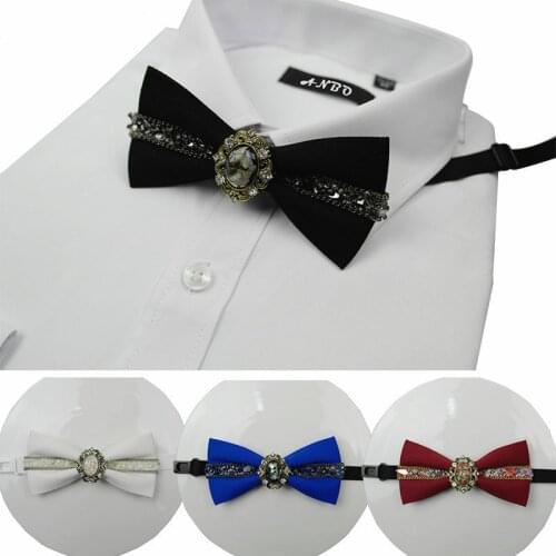 Korean Luxury Diamond Bow Tie Diamond Bow Brooch Flower Bowtie British Mens Wedding Suit Clothing & Accessories