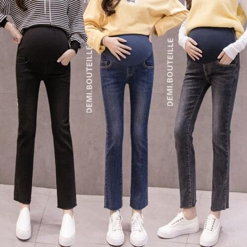 Pregnant women cowboy autumn and winter pregnant women small straight stovepipe slimming wild cowboy trousers