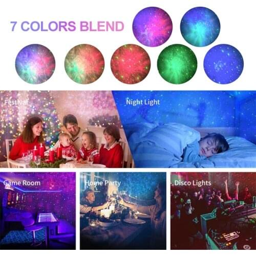 Laser Galaxy Starry Sky Projector Rotating Water Waving Night Light Led Colorful Nebula Cloud Lamp Atmospher Bedroom Beside Lamp