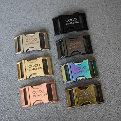 LOGO 50 Pcs/Lot 15mm/20mm/25mm/32mm Laser Engraving Backpack Buckles Dog Collar Webbing DIY Quick Release Metal Buckle Outdoor