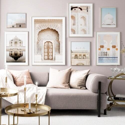 Morocco Door Taj Mahal Wall Art Canvas Painting Nordic Posters And Prints Classic Building Wall Pictures For Living Room Decor