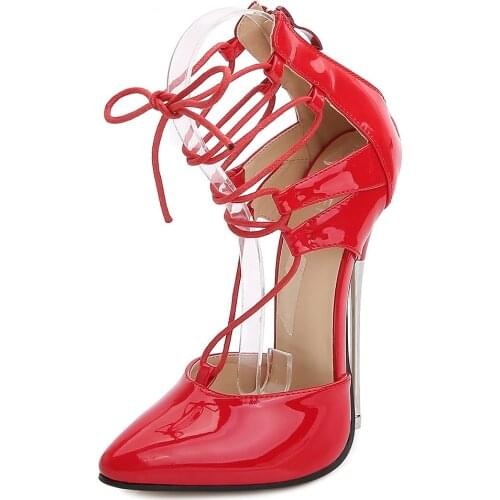 Mclubgirl Cross Tied 16cm Heels Roman Style Women Shoes Fashion Thin with Sandals Big Size Shoes 47 Evening Model Nightclub WZ