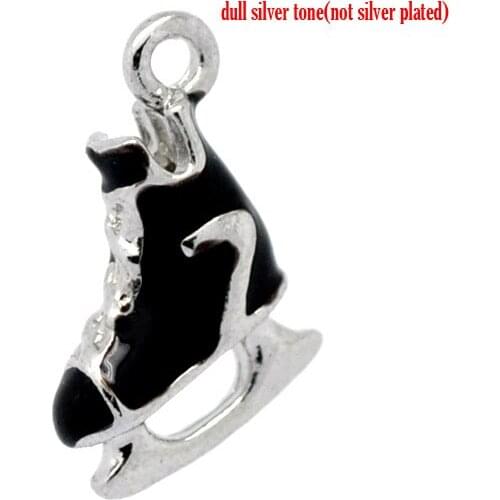 Lovely 10 Silver Color Enamel Skate Shoes Charm Pendants (B10440)