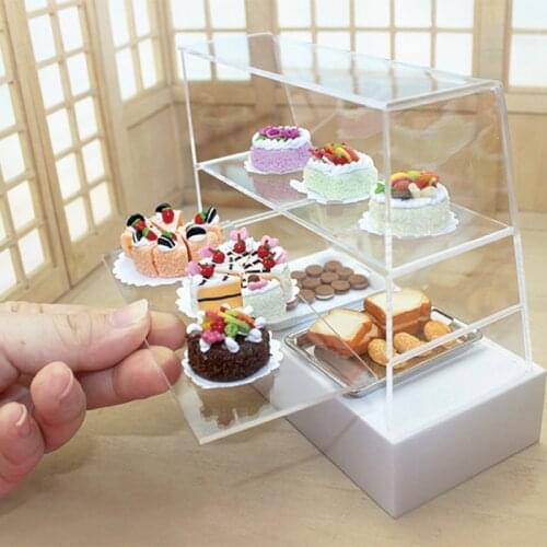 Dollhouse Accessories Miniature 1:12 Mini Snack Dessert Cake Cabinet Shelf Candy Food Toy Match For New Collectible Girl Gifts