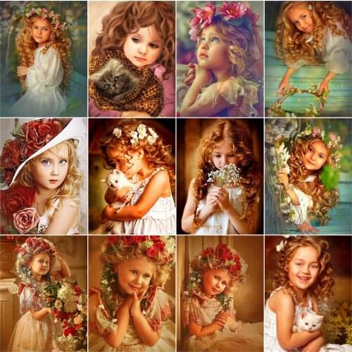 AZQSD Diamond Painting Kit Girl Picture Of Rhinestones Diamond Mosaic Portrait Cross Stitch Home Decoration Handmade Gift