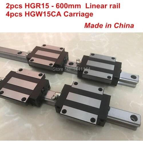HGR15 linear guide rail: 2pcs HGR15 - 600mm + 4pcs HGW15CA linear block carriage CNC parts