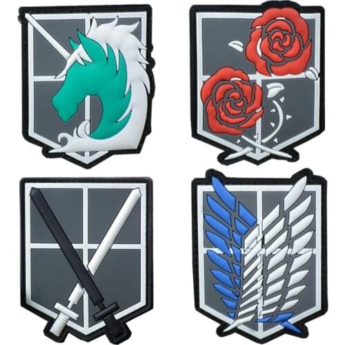 Attack on Titan PVC Rubber Patches Scouting Legion Recon Corps Patch Backpack Jacket Applique Anime Cosplay Badge Large Bedge