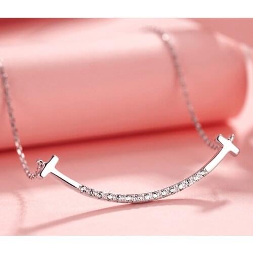 New Fashion Choker Necklaces for Girl Women Metal Jewelry Smile Chocker Pendant Crystal Copper Jewellery Korean Style Trendy