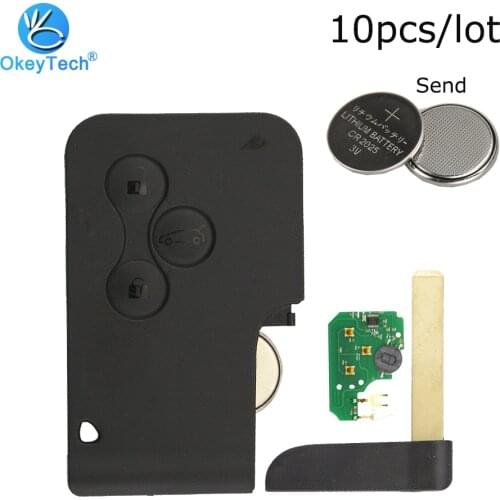 OkeyTech 10pcs/lot 433Mhz ID46 PCF7947 Chip Car Remote Control Send 10X 2032 Battery for Renault Megane Scenic Espace 4 Key Card