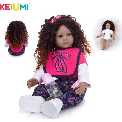 Wholesale 60 CM Reborn Baby Dolls Black Skin Cloth Body Bebe Toddler Newborn Baby Girl Doll Toys Kids Christmas Gift