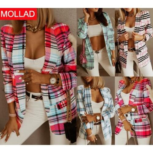 2021 Autumn And Winter Hot Sale Plaid Blazer Women Fashion Coat