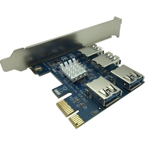 PCI-E to PCI-E Adapter 1 Turn 4 PCI-Express Slot 1x to 16x USB 3.0 Mining Special Riser Card PCIe Converter for BTC Miner Mining