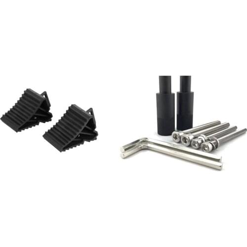 2Pcs Antislip Vehicle Truck Wheel Tire Chock Stop Block Black & 1Set Motorcycle LED Headlight Fog Light Mounting Bracket