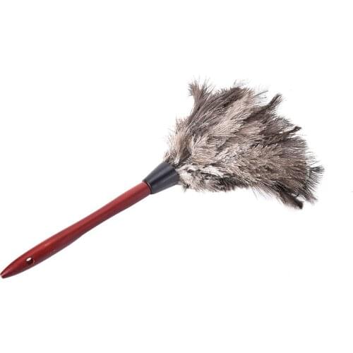 1 Pc Car Window Cleaning Wood Brush Handle Car Fan Dust Cleaner Natural Ostrich Fur Feather Anti Static Duster Brush