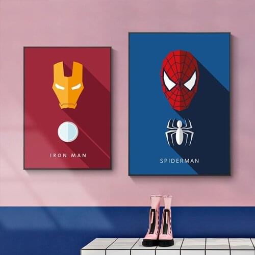 Marvel Superman Painting Superhero Avengers Canvas Print Painting Childrens Gift Room Mural Spider-Man Iron Man Bedroom Posters