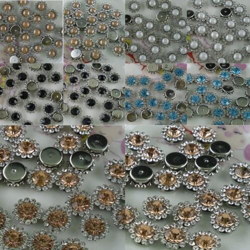 Diy hole round faceted 11.8mm around clear glass crystal silver cup flaw flat back rhinestones clothing applique sew glue 100pcs