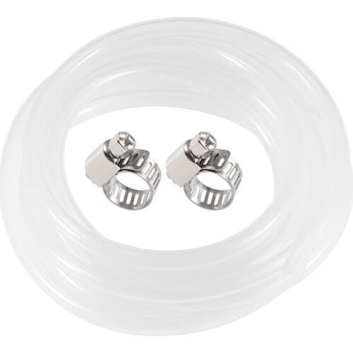 Uxcell Silicone Tubing 6mm(1/4") ID 9mm OD 10ft Silicone Rubber Tube Air Hose Water Pipe Clear with Clamps