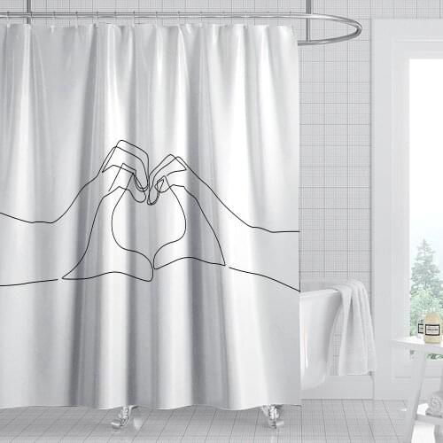 CFSE-YOU Simple lines Bath curtain Waterproof Shower Curtains Geometric Bath Screen Printed Curtain for Bathroom Gift