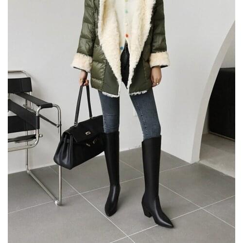 Womens boots 2020 womens Knights' boots high heels Europe station large womens shoes small mens versatile high boots thick h