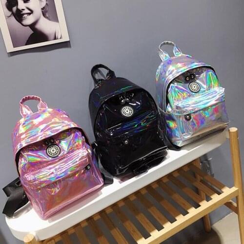 Women Bags hologram laser backpack for teenager girls boys students schoolbags rucksack holographic backpacks New Travel Mochila