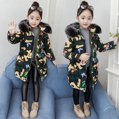 Winter Long Parkas Kids Jackets for Girls 4 6 8 12Years Christmas Warm Childrens Coat Fur Hooded Outerwear Teenage Overcoat