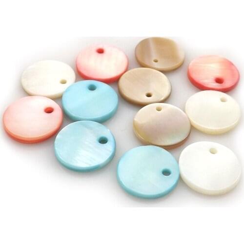 Mixed Colors Round Shell Pendant Fashion Shell Jewelry Findings Earring Charms 100pcs