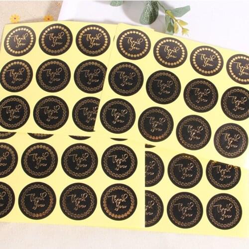 1200pcs/Lot Cute Round Gold Star Ring Thank You Black Color Seal For Handmade Products Diy Baking Decoration Label Wholesale