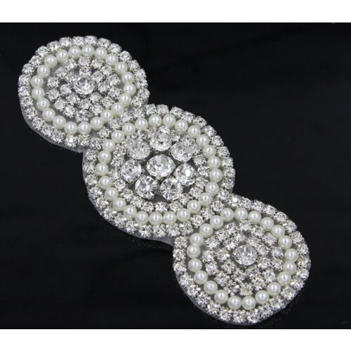 13.7 x 5.4 cm Beads Pearl Crystal Rhinestones Applique for Wedding Dress Hats Belts Headband Iron on DIY Crafts Handmade Cusack