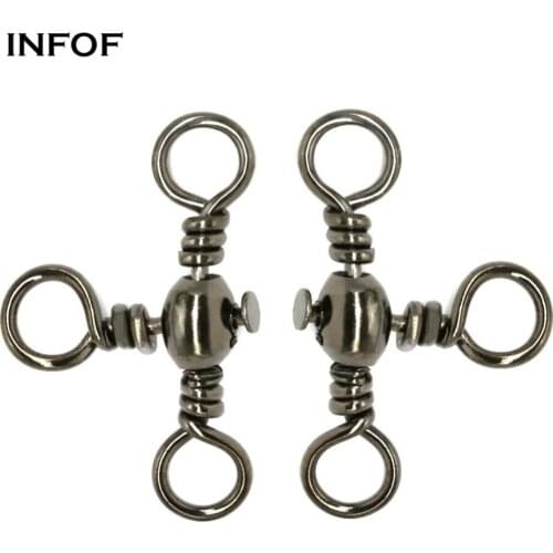 INFOF 200pcs Fishing Swivels 3 Way Barrel Swivel Cross-line Swivels Saltwater Terminal Tackle Carp Fishing Tackle pesca