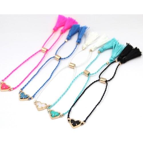 2020 new Valentines Day gift love multicolor small heart resin adjustable braid Bracelet for Women