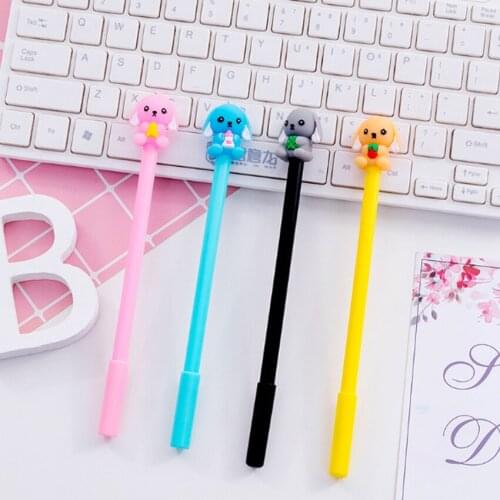 4pcs/lot Party Favors 0.5mm Gel Pen Kawaii Dog Animal Neutral Pen Gifts for Kids Black Ink Pens Office School Supplies