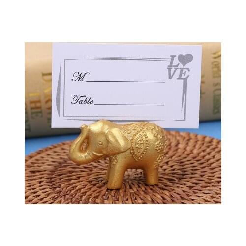 Free Shipping 50pcs/lot Lucky Golden Elephant Place Card Holders wedding favor