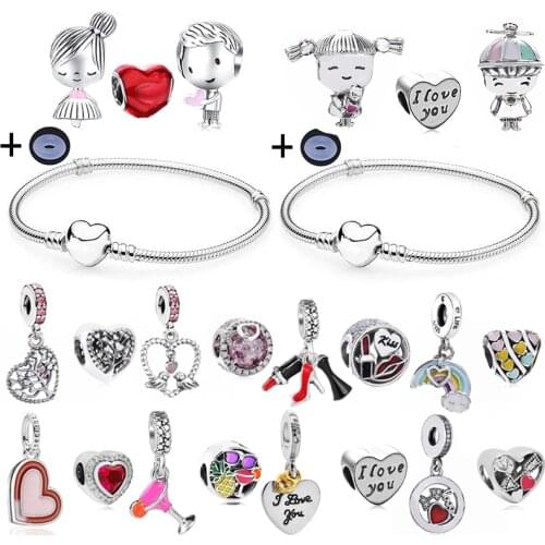 2021 New Romantic Lover Style Simple Charm Bracelets With Silver Plated Snake Chain Bracelet For Women Men Jewelry Dropshipping