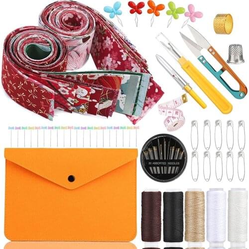 Dailylike Cotton Quilting Fabric Sewing Threads Kits Sewing Supplies With Storage Bag For DIY Scrapbooking Art Craft Supplies