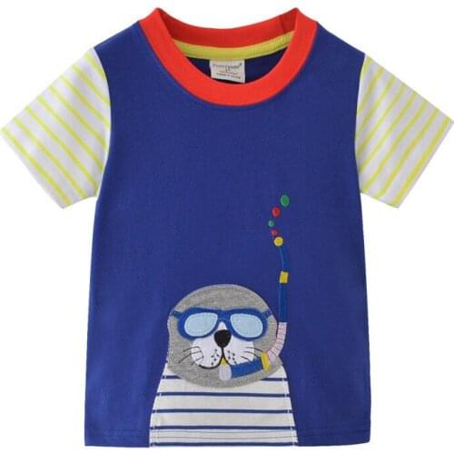 Funnygame Children T shirts for Boys Girls Cotton Animals Print Baby Bats Tees Tops Kids Boys Clothes