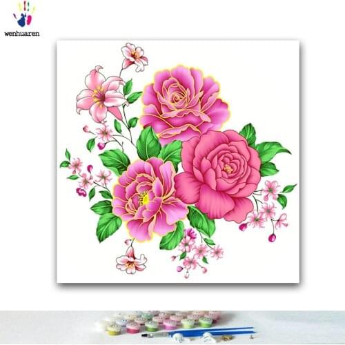 DIY colorings pictures by numbers with colors Rich auspicious peony flower picture drawing painting by numbers framed Home